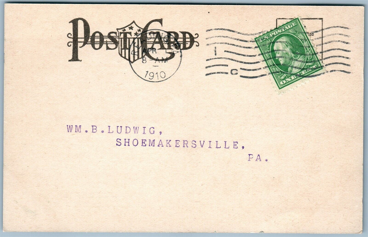 READING PA PENN NATIONAL BANK ADVERTISING ANTIQUE POSTCARD APRIL 1910 CALENDAR