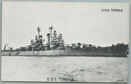 MILITARY SHIP USS TOPEKA ANTIQUE POSTCARD