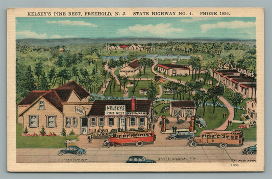 FREEHOLD NJ KELSEY'S PINE REST STATE HIGHWAY No. 4 VINTAGE POSTCARD