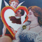 MECHANICAL CUPID MIRROR RARE ANTIQUE POSTCARD CHANGING MEN CHOICE