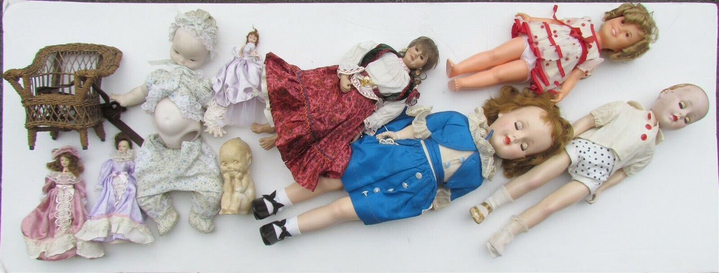 Lot of 9 VINTAGE DOLLS