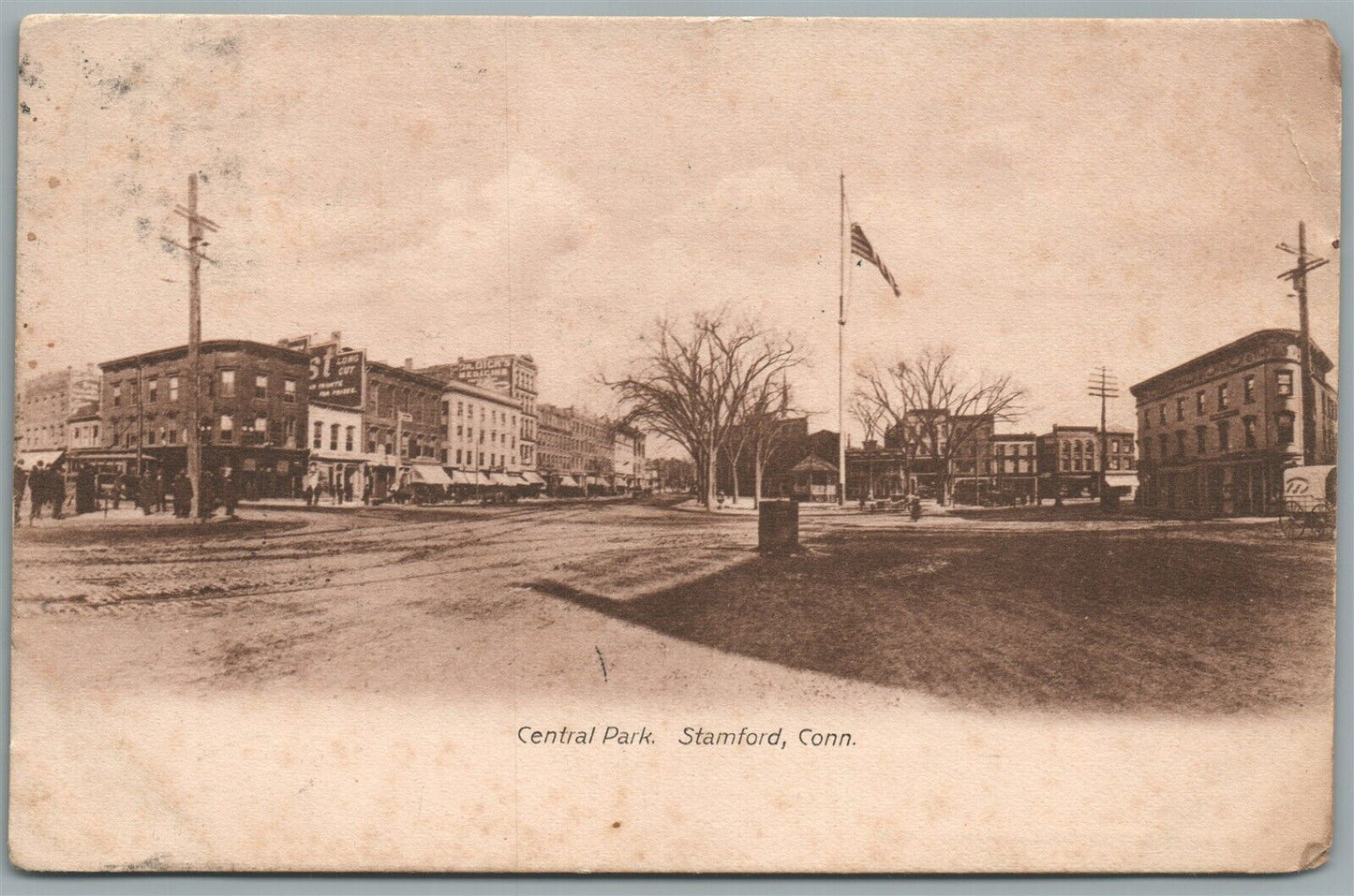 STAMFORD CT CENTRAL PARK ANTIQUE POSTCARD