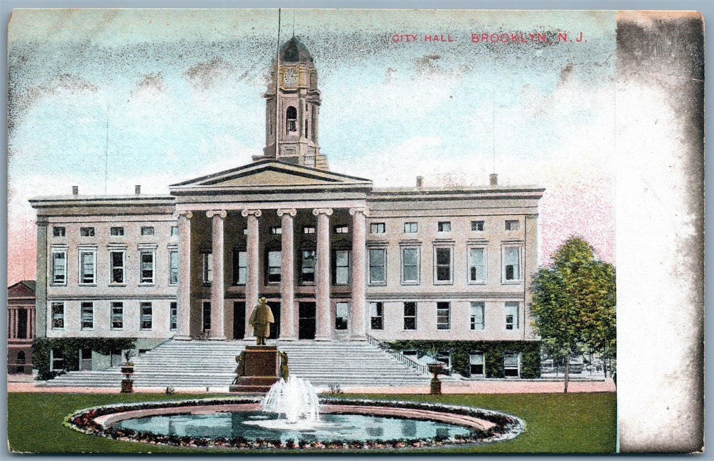 BROOKLYN NY CITY HALL UNDIVIDED ANTIQUE POSTCARD