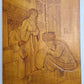 CENTRAL ASIA SCENE HAND CARVED on LARGE WOOD PANEL vintage ISLAMIC ARABIC 34x42"