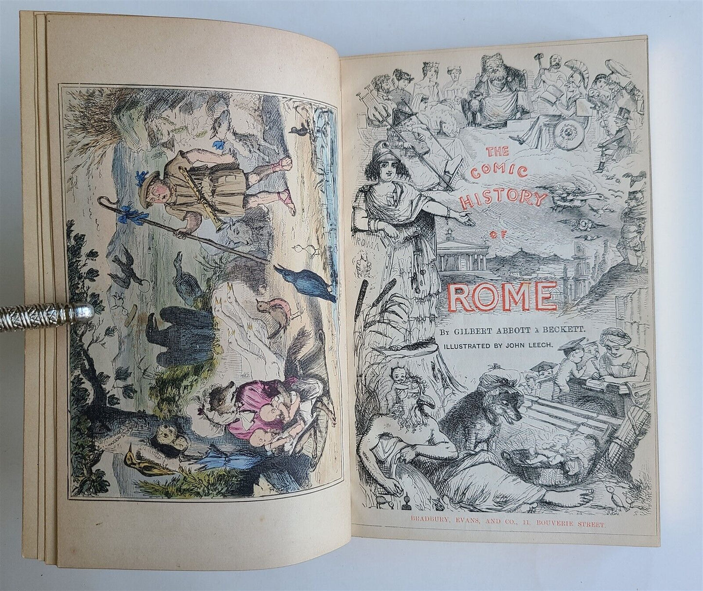 1851 COMIC HISTORY of ROME SIGNED BINDING illustrated by LEECH antique