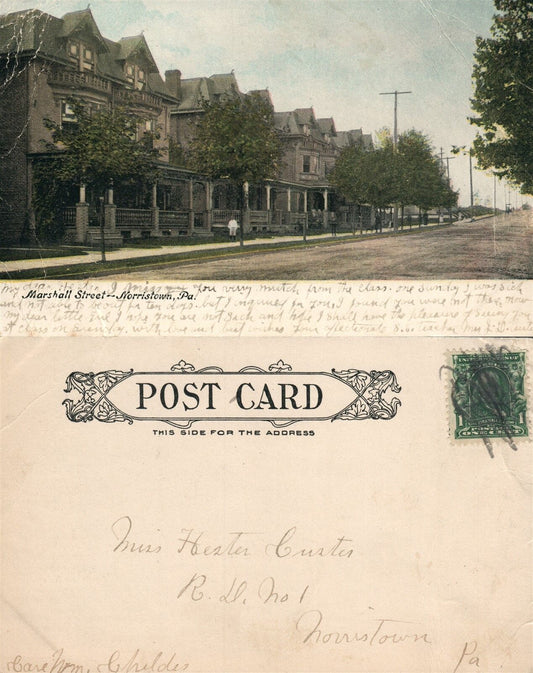NORRISTOWN PA MARSHALL STREET UNDIVIDED ANTIQUE POSTCARD