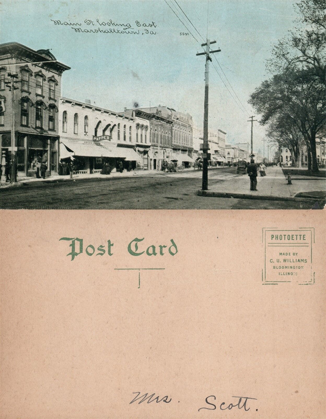 MARSHALLTOWN IA MAIN STREET ANTIQUE POSTCARD