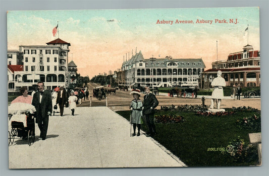 ASBURY PARK NJ ASBURY AVENUE ANTIQUE POSTCARD