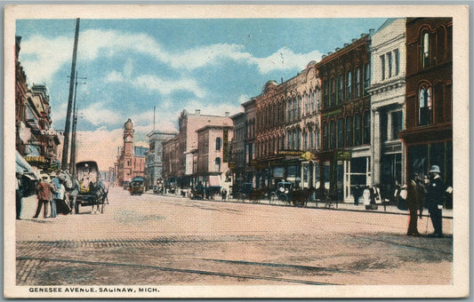 SAGINAW MI GENESEE AVENIUE ANTIQUE POSTCARD