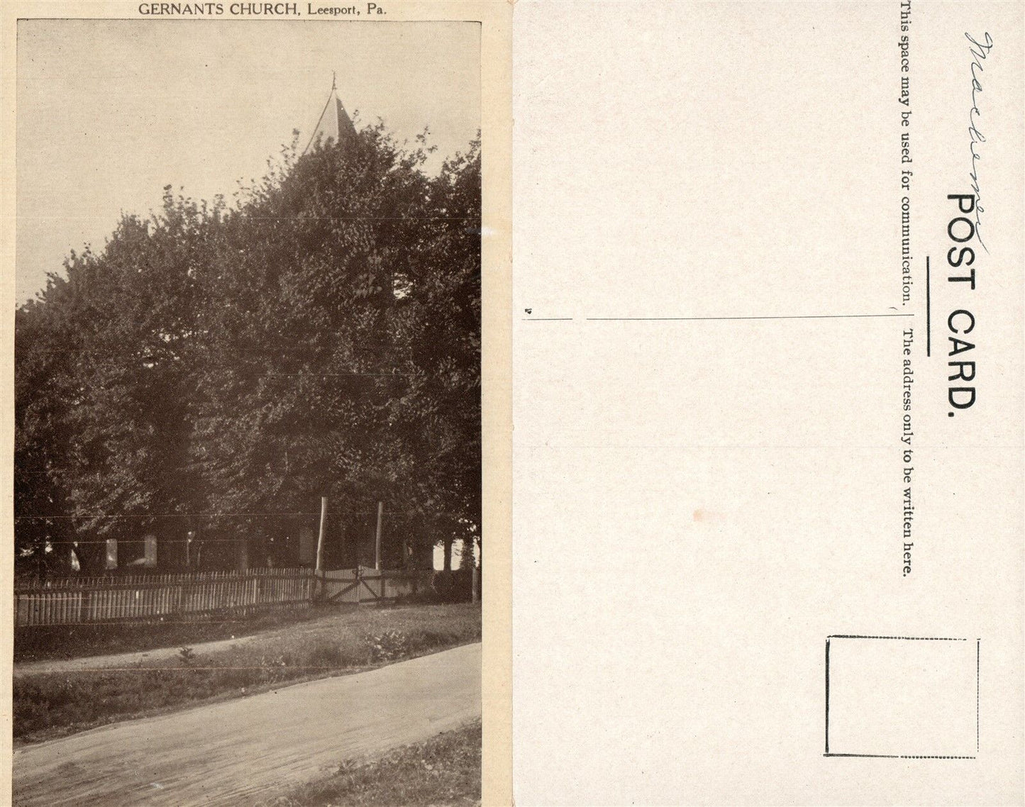 LEESPORT PA GERNANTS CHURCH ANTIQUE POSTCARD