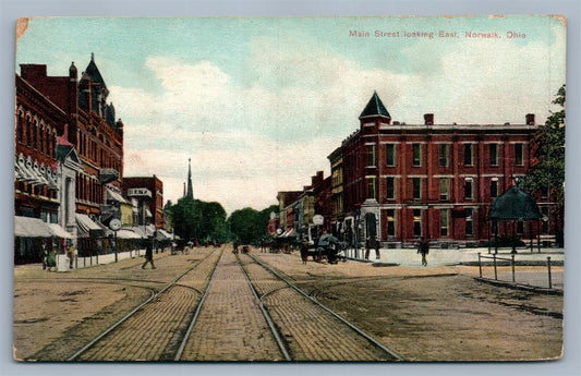 NORWALK OH MAIN STREET ANTIQUE POSTCARD