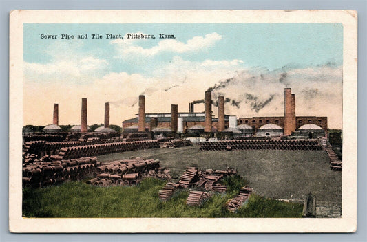 PITTSBURG KS SEWER PIPE & TILE PLANT ANTIQUE POSTCARD