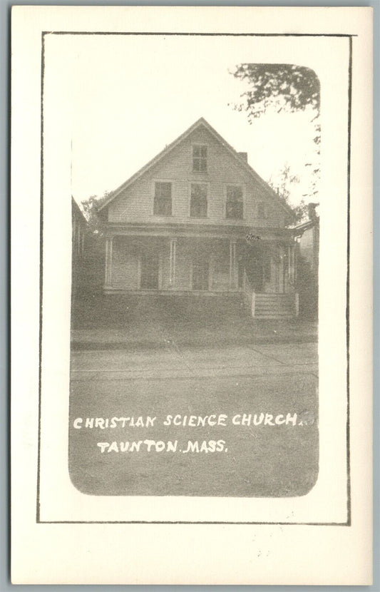 TAUNTON MA CHRISTIAN SCIENCE CHURCH ANTIQUE REAL PHOTO POSTCARD RPPC