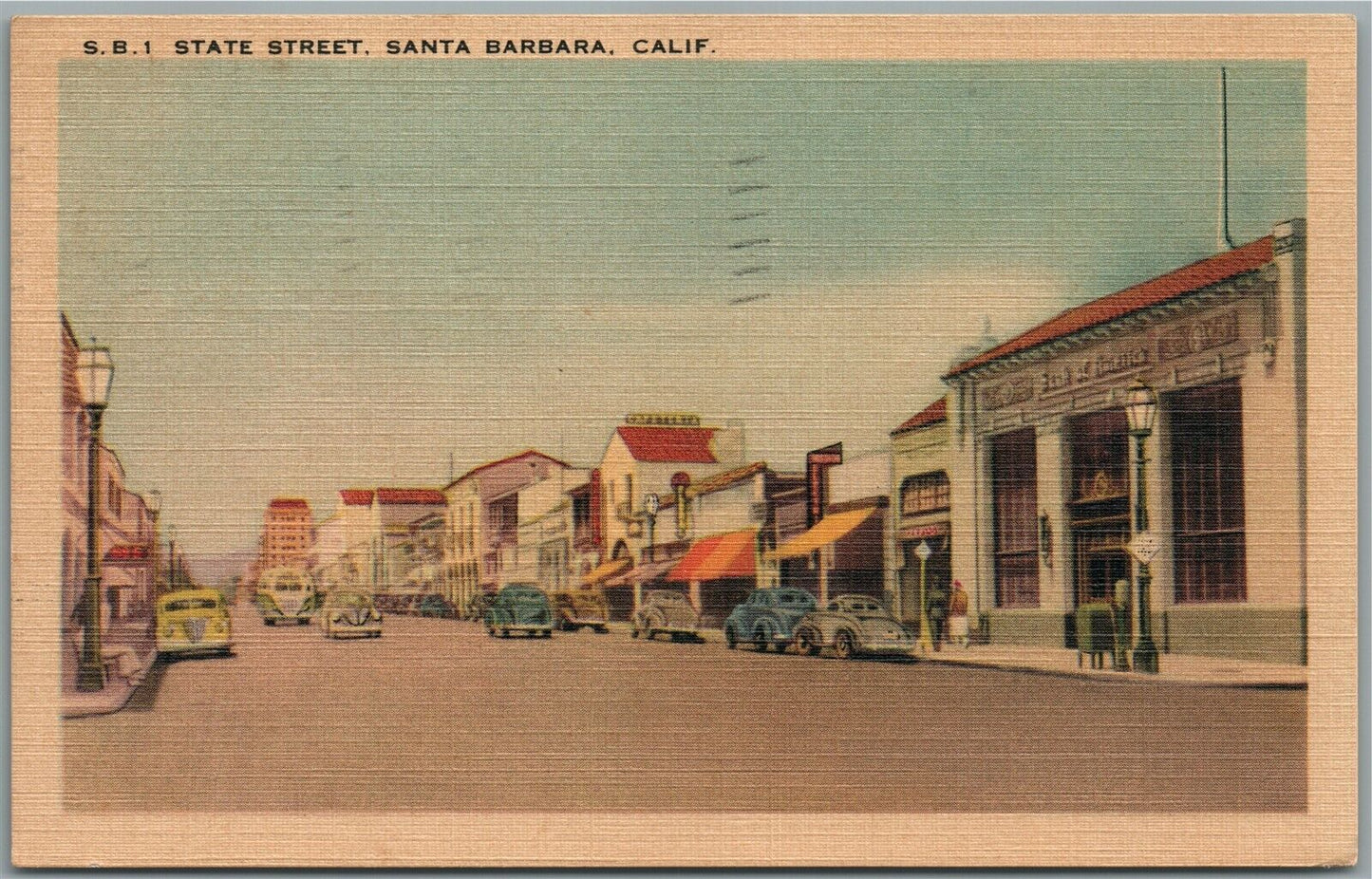 SANTA BARBARA CA STATE STREET VINTAGE POSTCARD