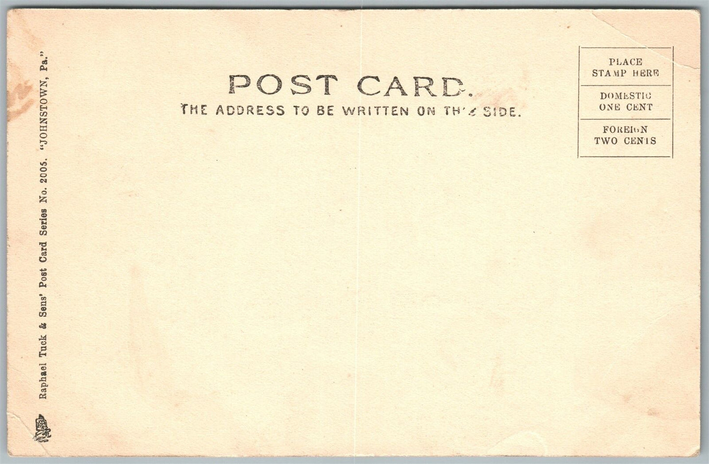 JOHNSTOWN PA HIGH SCHOOL UNDIVIDED ANTIQUE POSTCARD