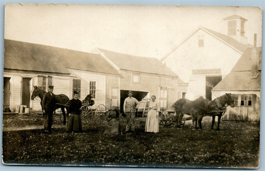 FARM SCENE ANTIQUE REAL PHOTO POSTCARD RPPC