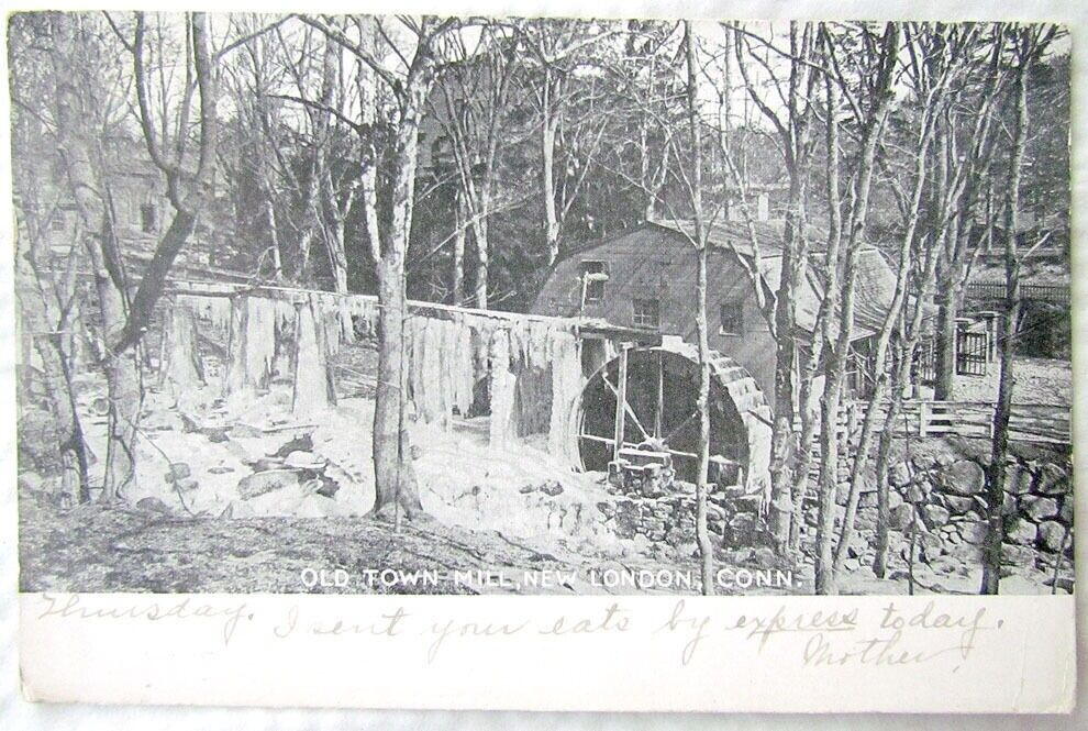 OLD TOWN MILL NEW LONDON CONN. ANTIQUE 1913 POSTCARD CT