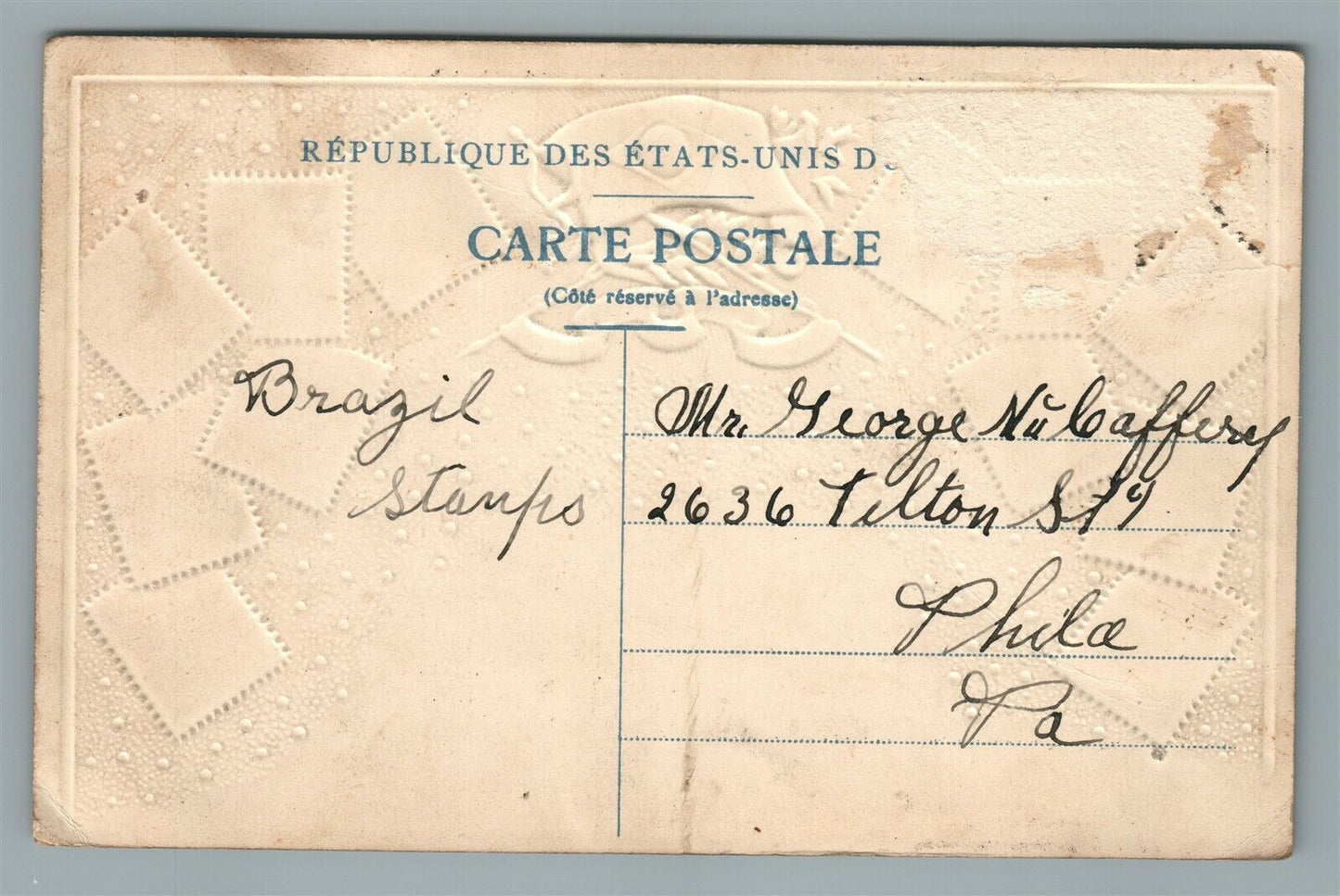 BRAZIL EMBOSSED STAMPS PHILATELIC ANTIQUE POSTCARD