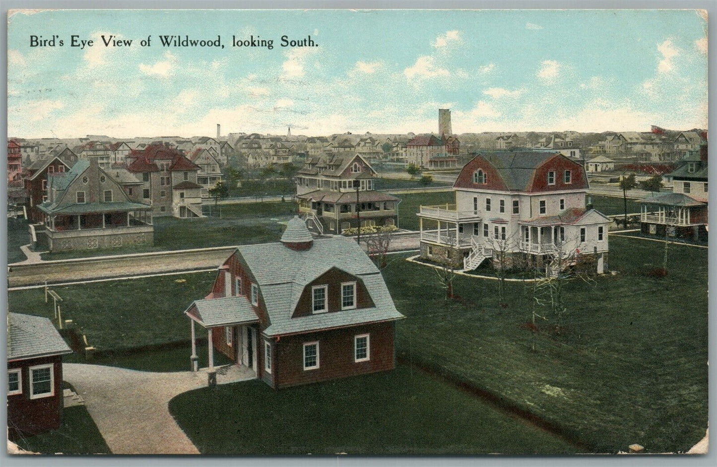 WILDWOOD NJ BIRDS EYE VIEW ANTIQUE POSTCARD