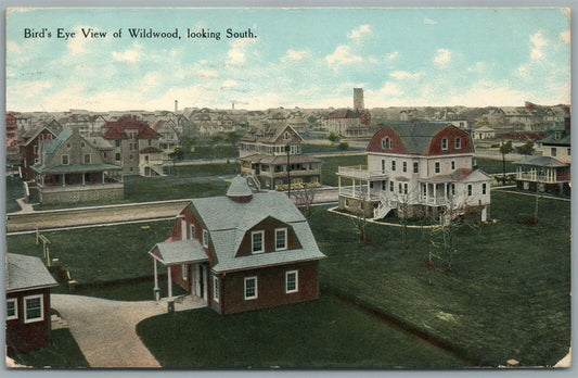 WILDWOOD NJ BIRDS EYE VIEW ANTIQUE POSTCARD