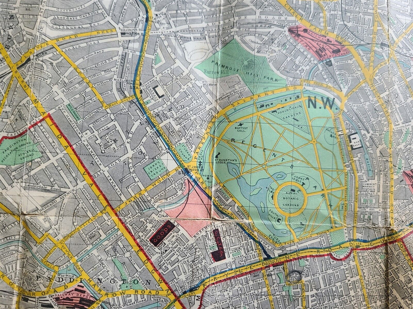 1890 TAPE INDICATOR MAP OF LONDON antique