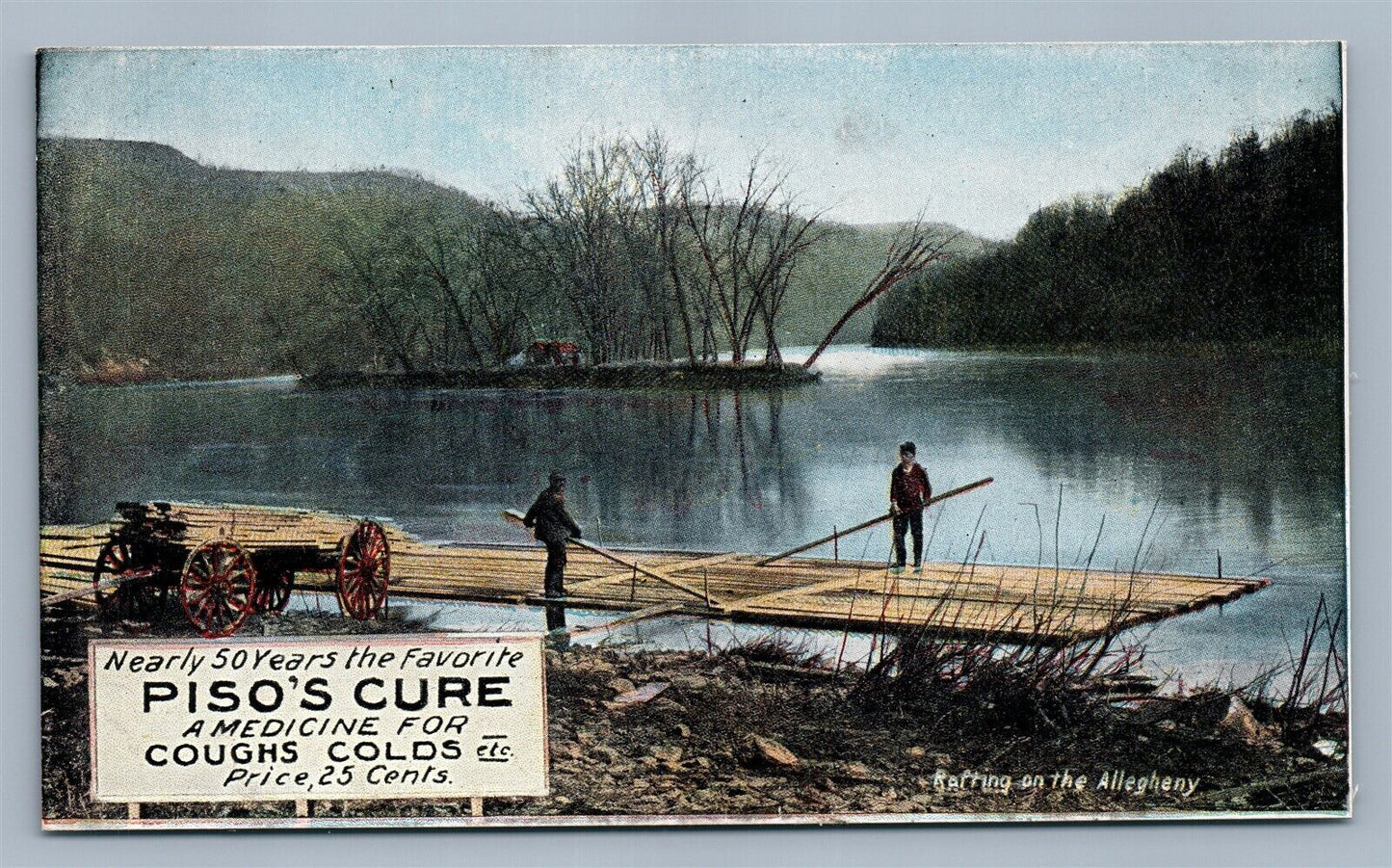 COUGHS COLDS MEDICINE PISO'S CURE ADVERTISING ANTIQUE POSTCARD