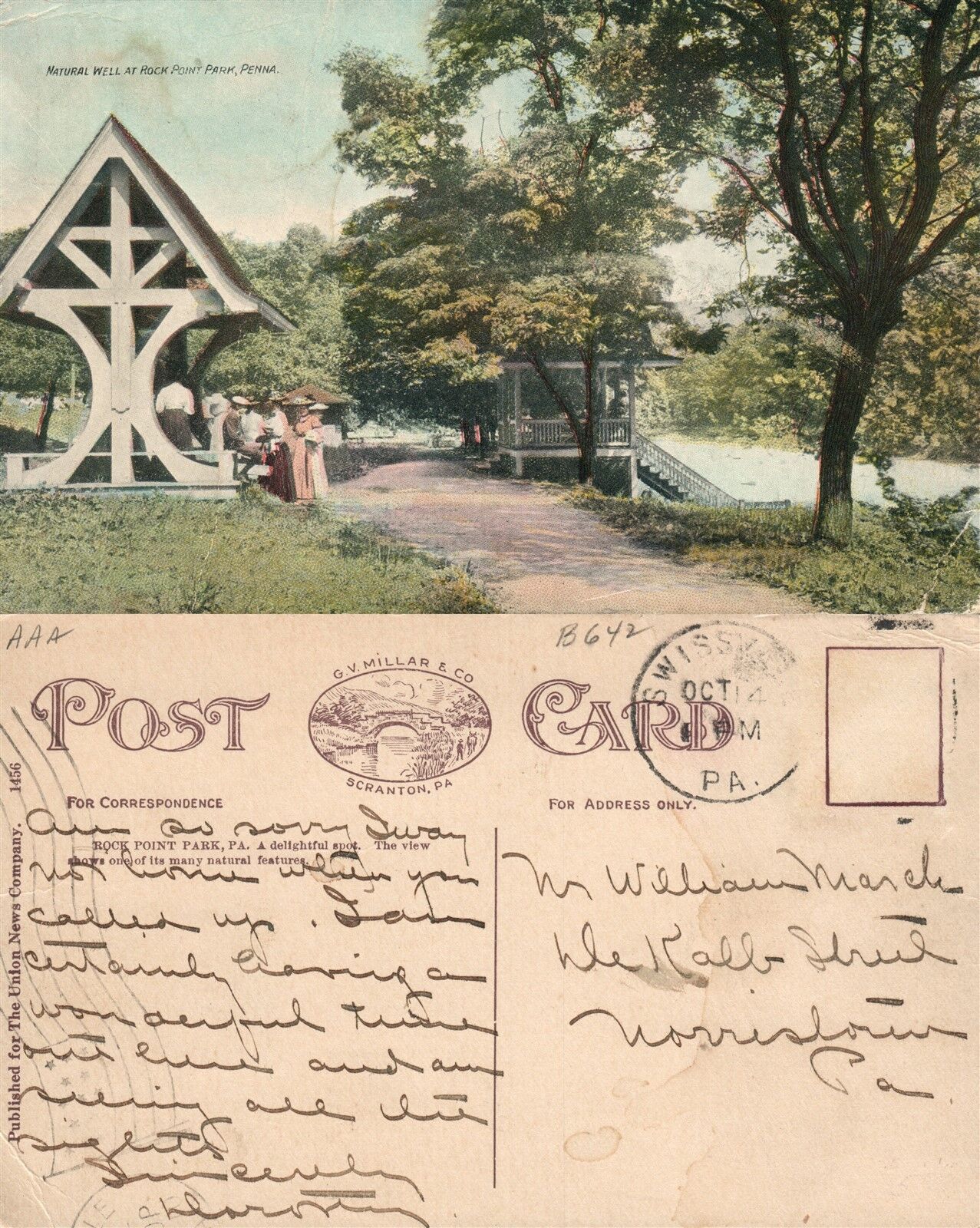 ROCK POINT PARK PA NATURAL WELL ANTIQUE POSTCARD
