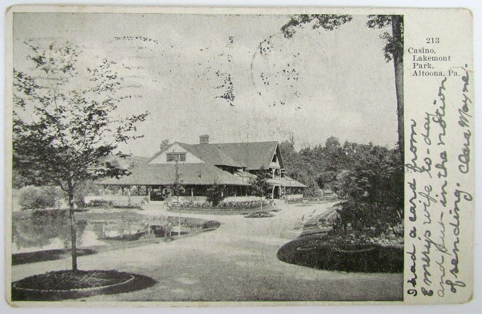 1908 ANTIQUE POSTCARD CASINO LAKEMONT PARK ALTOONA PA