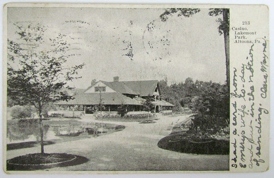 1908 ANTIQUE POSTCARD CASINO LAKEMONT PARK ALTOONA PA