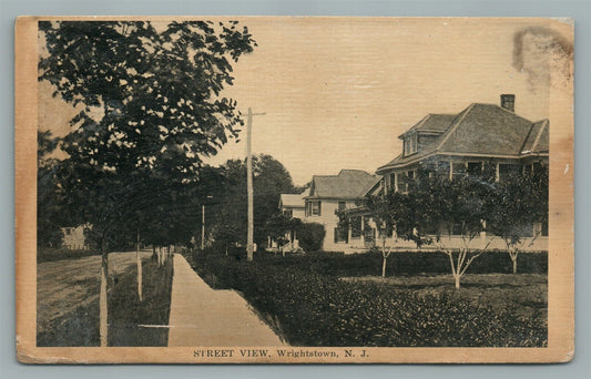 WRIGHTSTOWN NJ STREET SCENE ANTIQUE POSTCARD