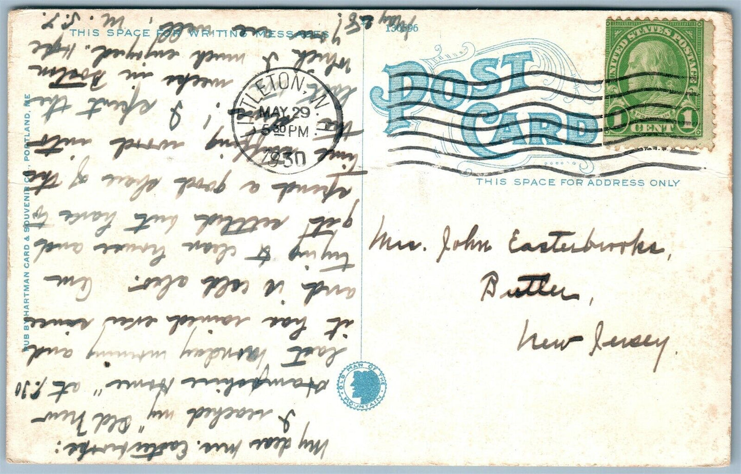 WHITE MTS NH LITTLETON BIRDS EYE VIEW ANTIQUE POSTCARD