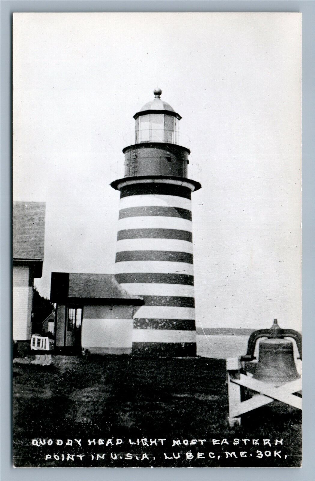 LUBEC ME QUODDY HEAD MOST EASTERN LIGHT HOUSE VINTAGE REAL PHOTO POSTCARD RPPC