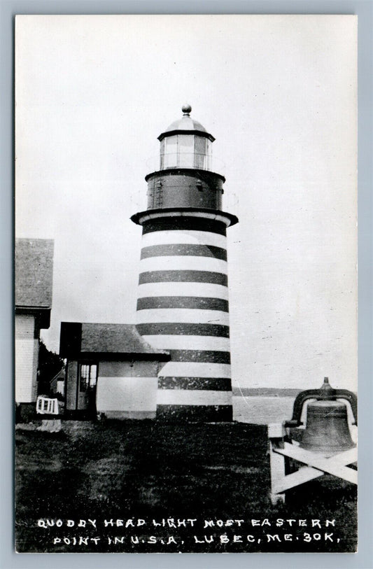 LUBEC ME QUODDY HEAD MOST EASTERN LIGHT HOUSE VINTAGE REAL PHOTO POSTCARD RPPC