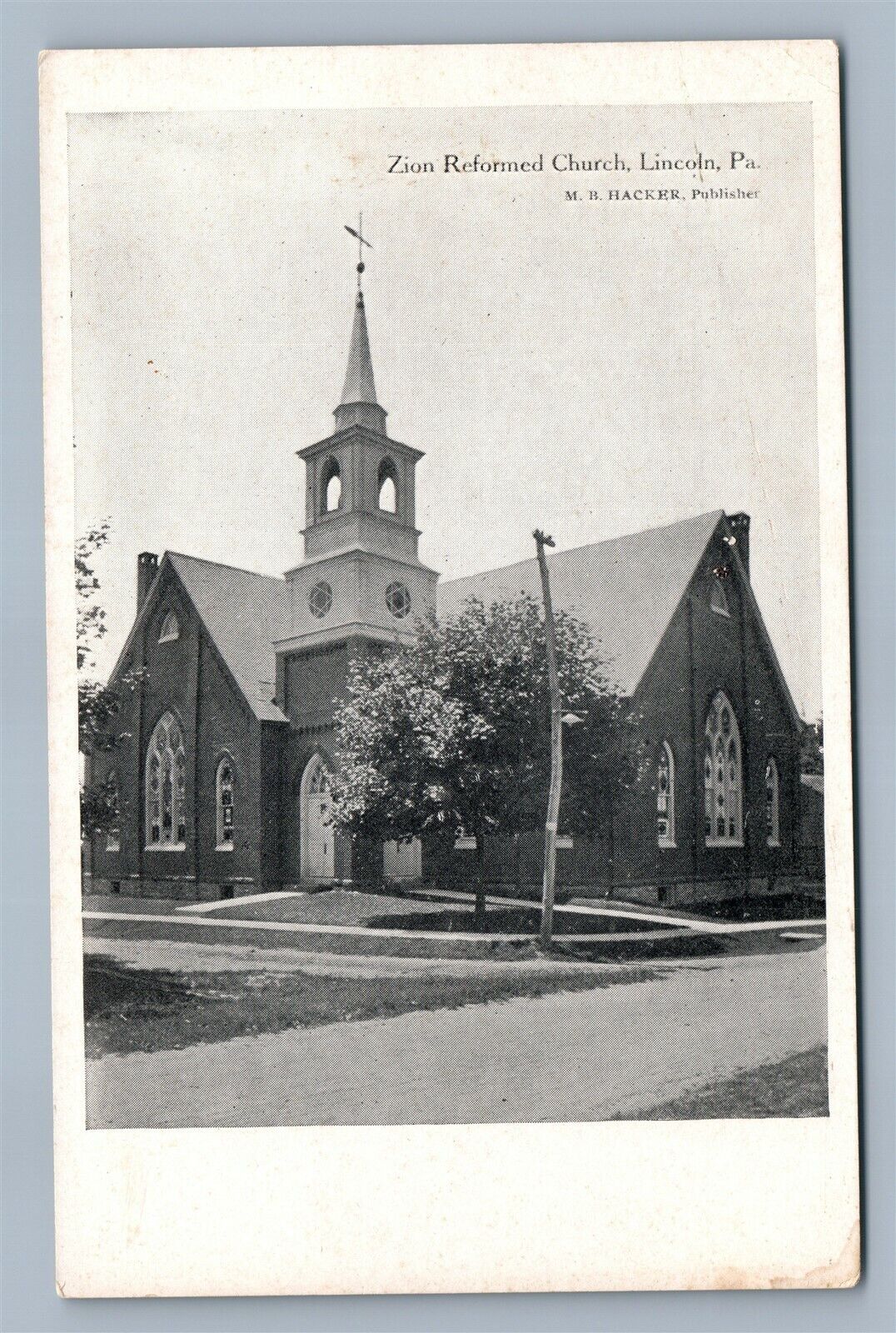 LINCOLN PA ZION REFORMED CHURCH ANTIQUE POSTCARD