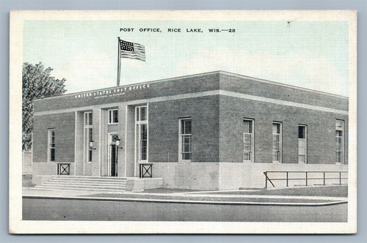 RICE LAKE WI POST OFFICE ANTIQUE POSTCARD