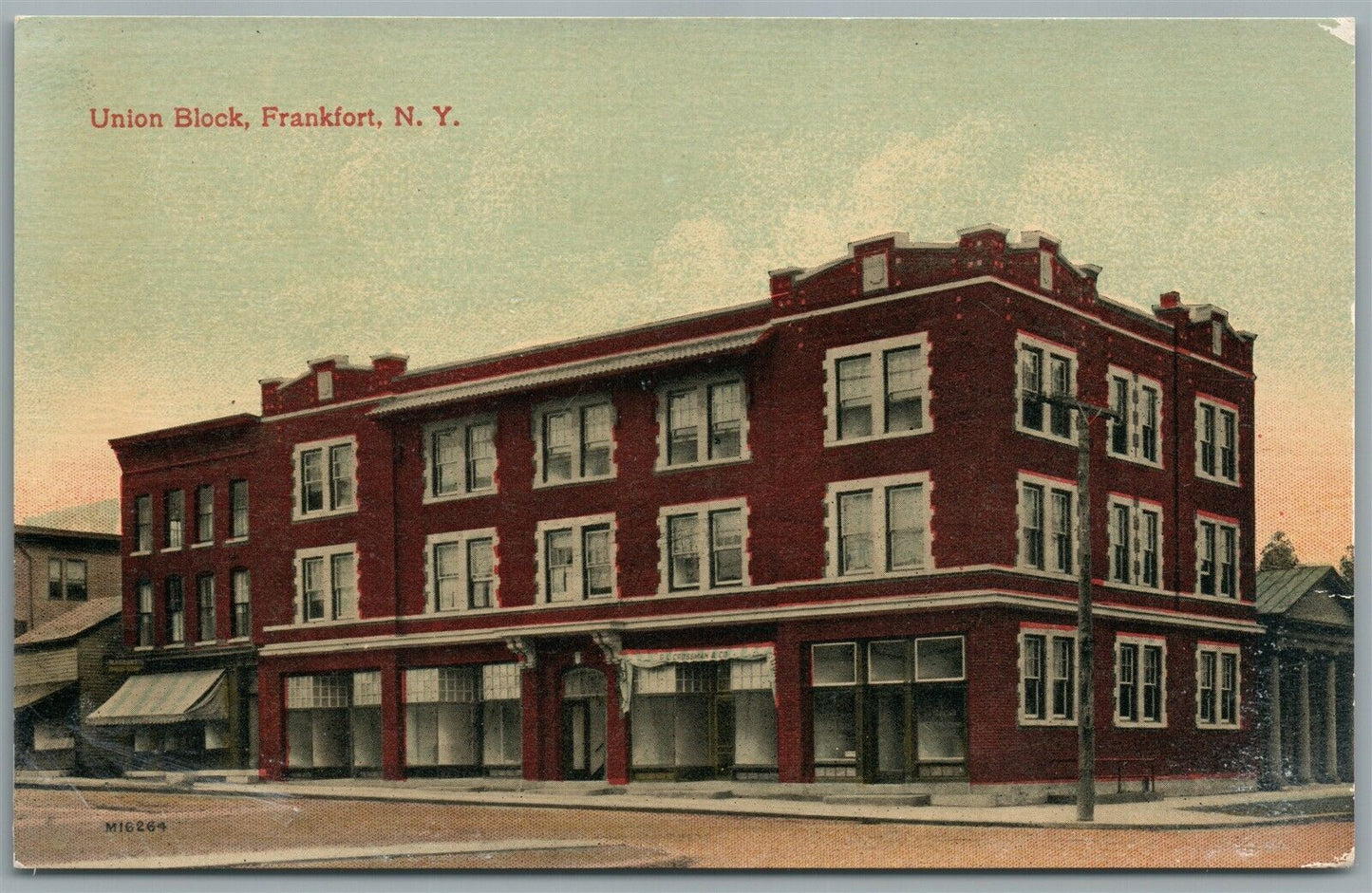 FRANKFORT NY UNION BLOCK ANTIQUE POSTCARD