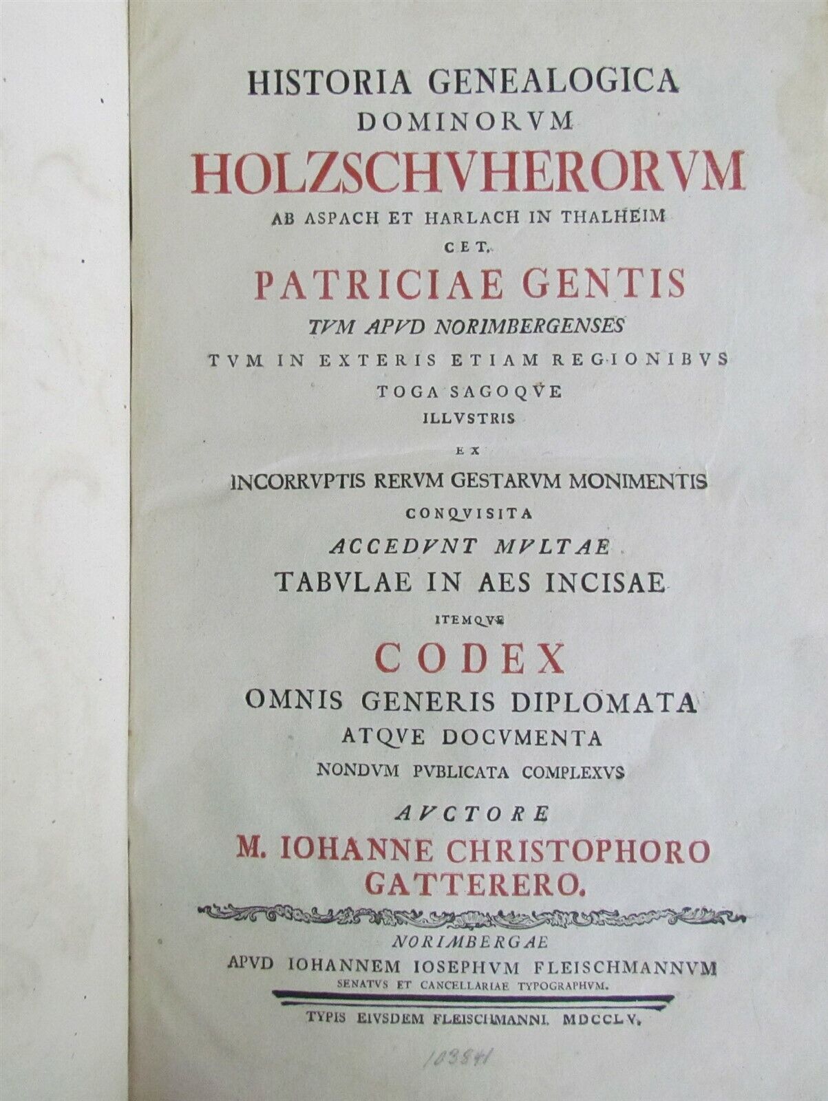 1755 ILLUSTRATED ANTIQUE FOLIO Historia Genealogica Holzschuherorum by Gatterer