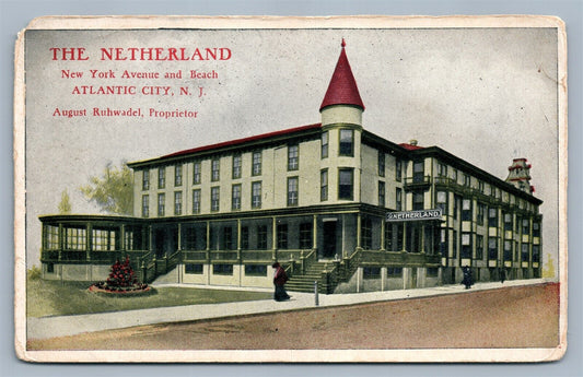 ATLANTIC CITY NJ NETHERLAND NEW YORK AVE. AND BEACH ANTIQUE POSTCARD