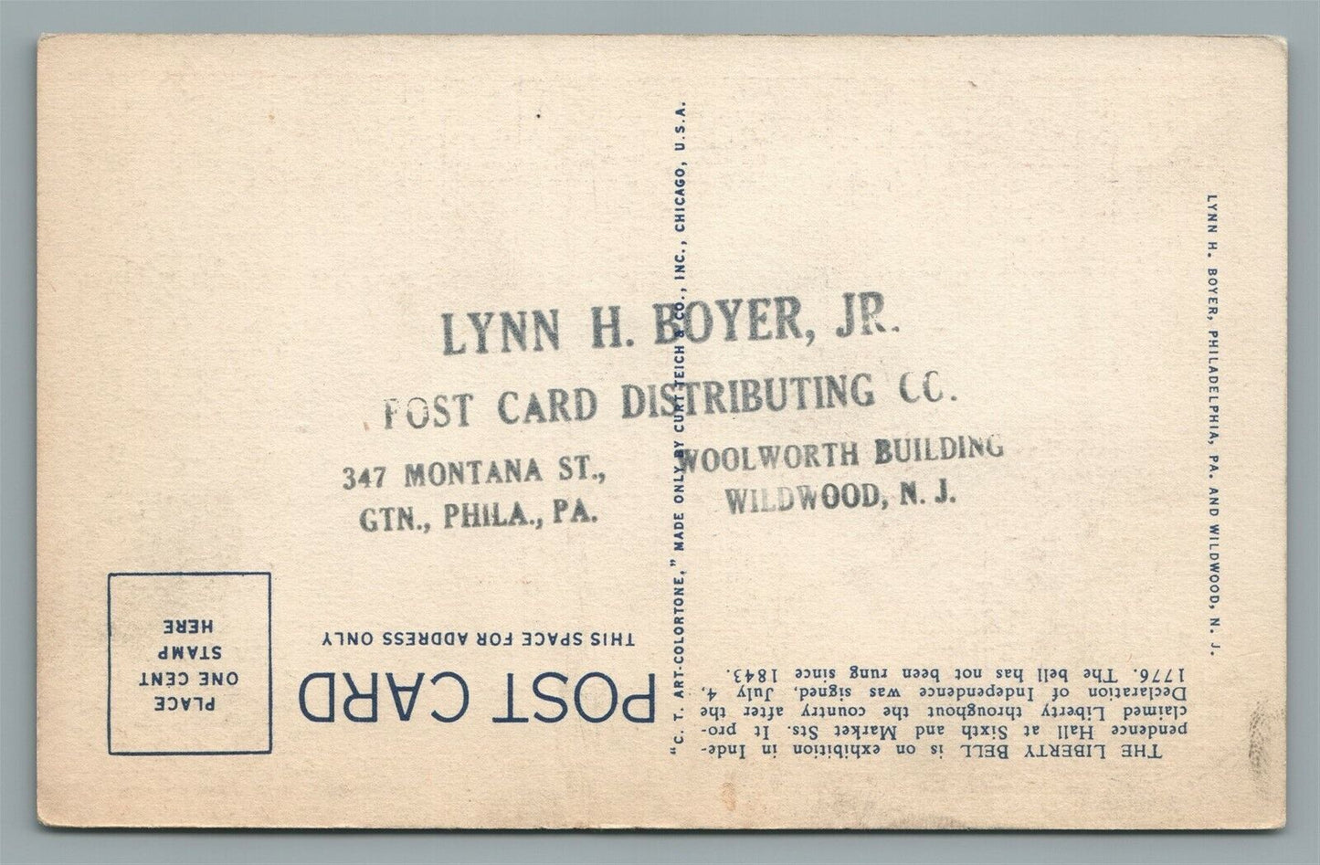 ANTIQUE POSTCARD DISTRIBUTING PHILADELPHIA PA WILDWOOD NJ LYNN BOYER ADVERTISING