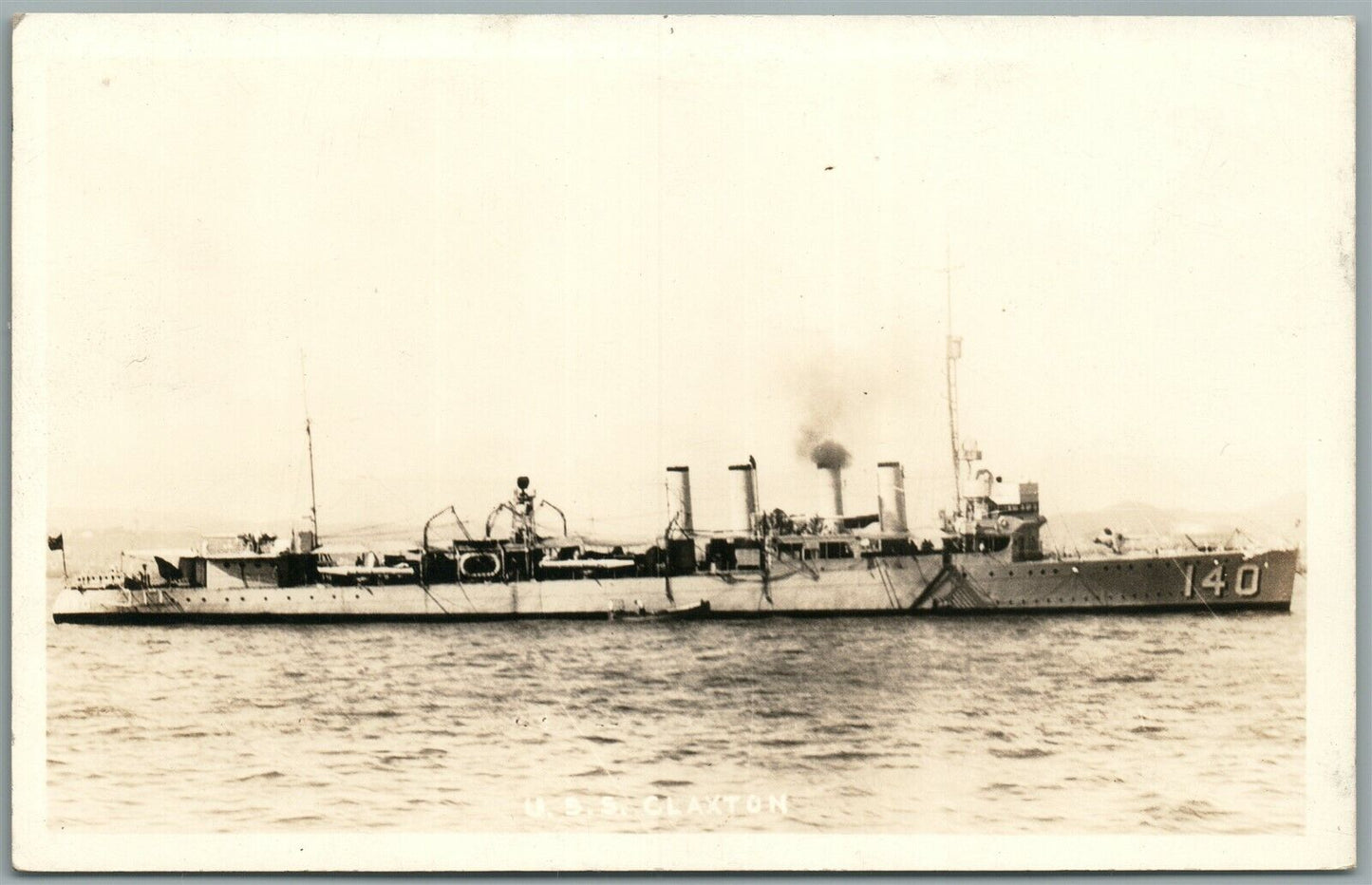 MILITARY SHIP USS CLAXTON VINTAGE REAL PHOTO POSTCARD RPPC