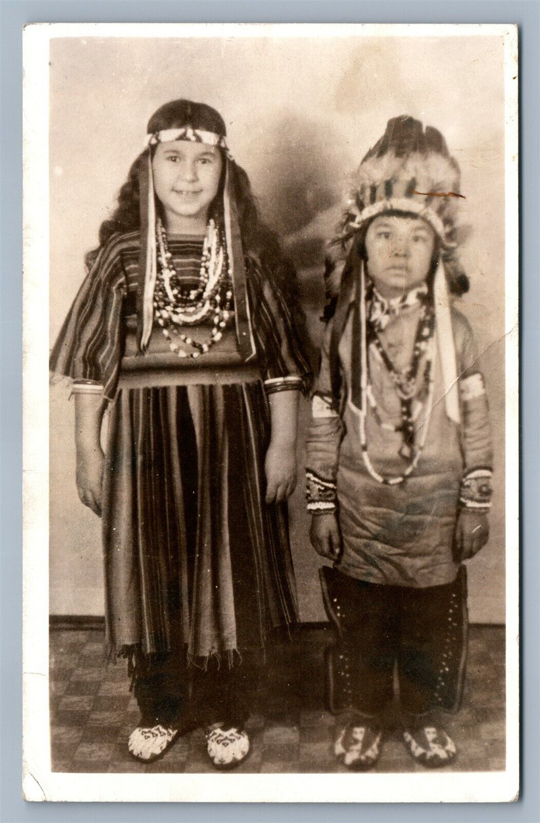 AMERICAN INDIAN KIDS ANTIQUE REAL PHOTO POSTCARD RPPC EDDIES FIRST CIRCUS