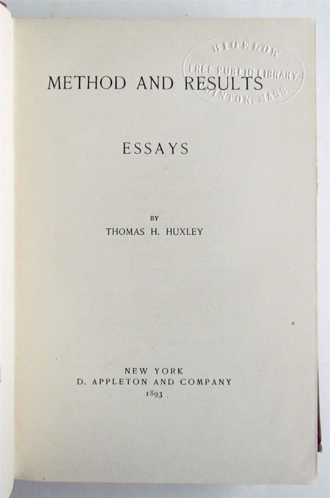 1893 METHOD AND RESULTS ESSAYS by THOMAS HUXLEY antique