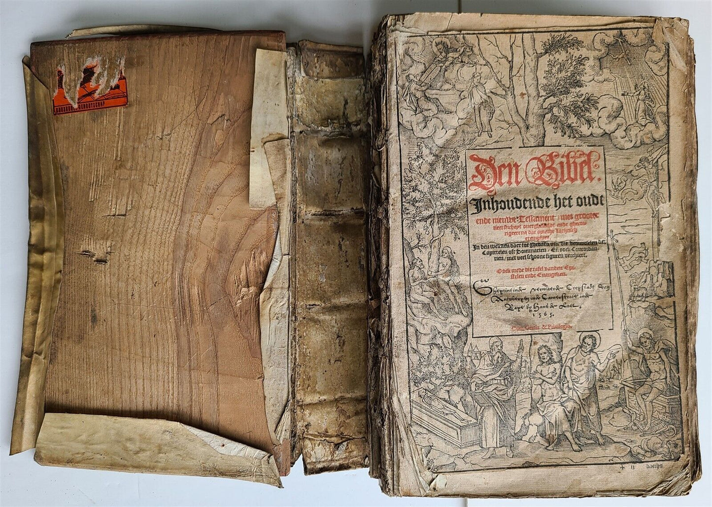 1565 BIBLE in DUTCH ILLUSTRATED 16th CENTURY antique FOLIO VELLUM BOUND rare