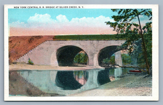 SILVER CREEK NY NEW YORK CENTRAL RAILROAD BRIDGE ANTIQUE POSTCARD