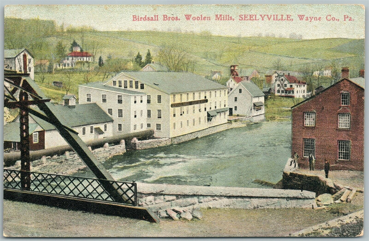 SEELYVILLE PA WAYNE CO. BIRDSALL BROS. WOOLEN MILLS 1911 ANTIQUE POSTCARD