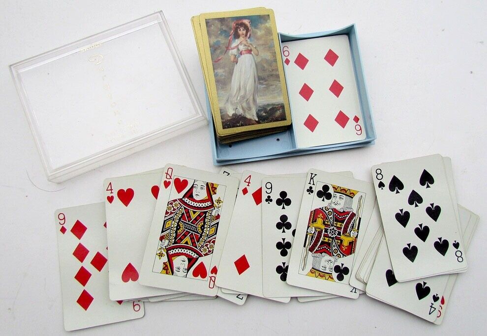 VINTAGE DURATONE PLAYING CARDS DOUBLE DECK w/ PLASIC BOX ARRCO PLAYING CARD CO.