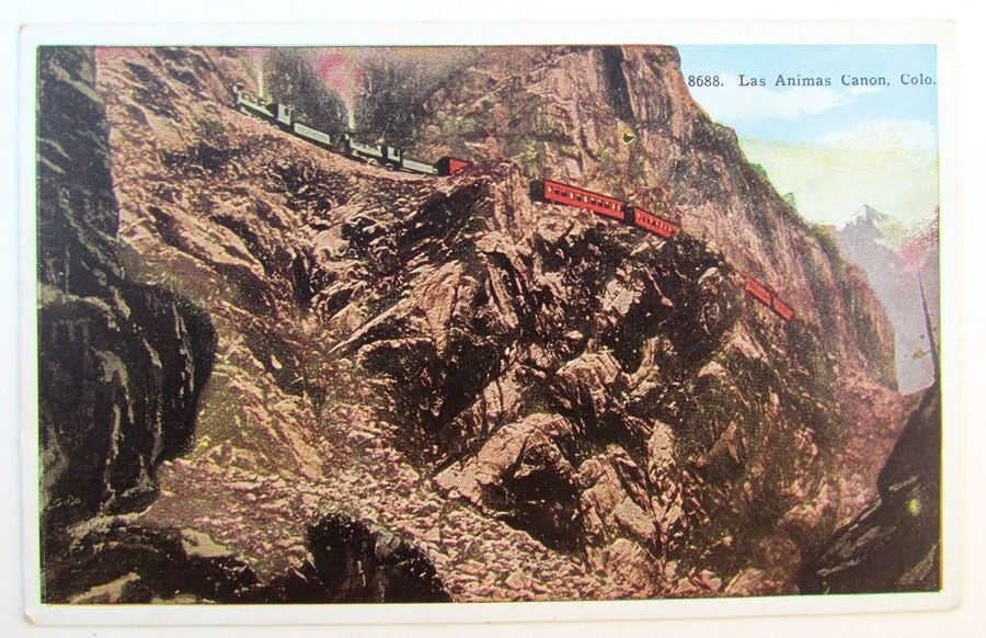 VINTAGE POSTCARD LAS ANIMAS CANON COLO. DURANGO SILVERTON train RAILROAD railway