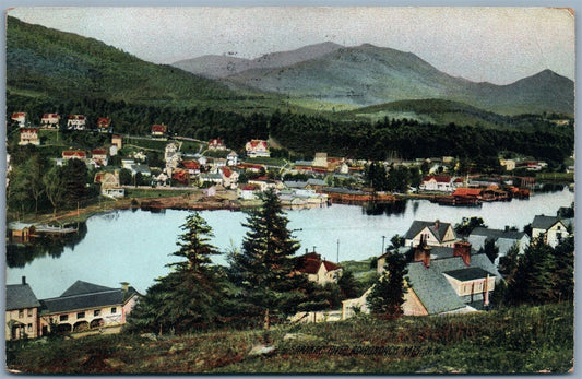 ADIRONDACK MTS NY SARANAC RIVER 1911 ANTIQUE POSTCARD