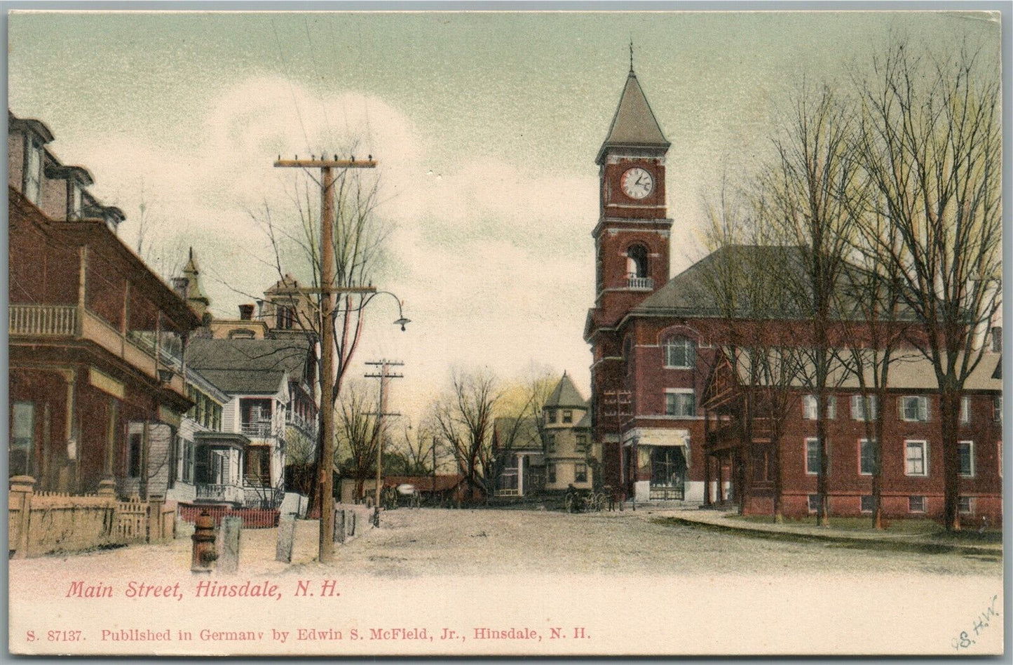 HINSDALE NH MAIN STREET ANTIQUE POSTCARD