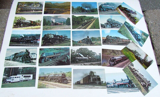 LOT OF 24 VINTAGE POSTCARDS train railway railroad